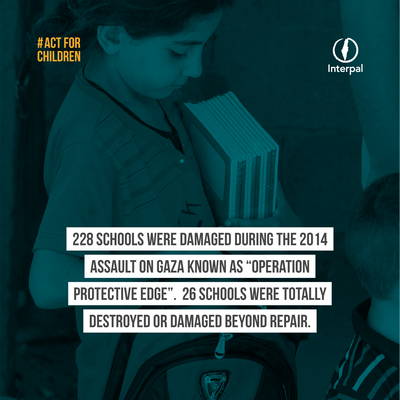 228 schools were damaged during the 2014 assault on Gaza known as 'Operation Protective Edge'. 26 schools were totally destroyed or damaged beyond repair.