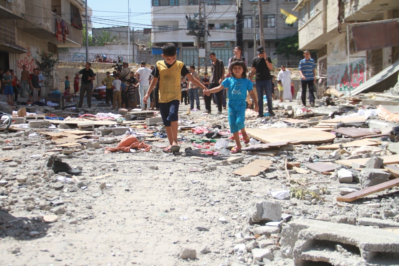 Palestinian children at the Al-Shati Refugee Camp in Gaza