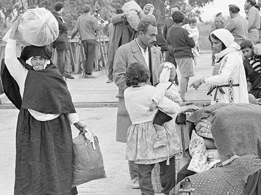 Palestinian refugees seen during the Nakba in 1948