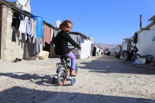 A Palestinian child seen in a refugee camp in Bekaa, Lebanon, during our team's visit there in 2021