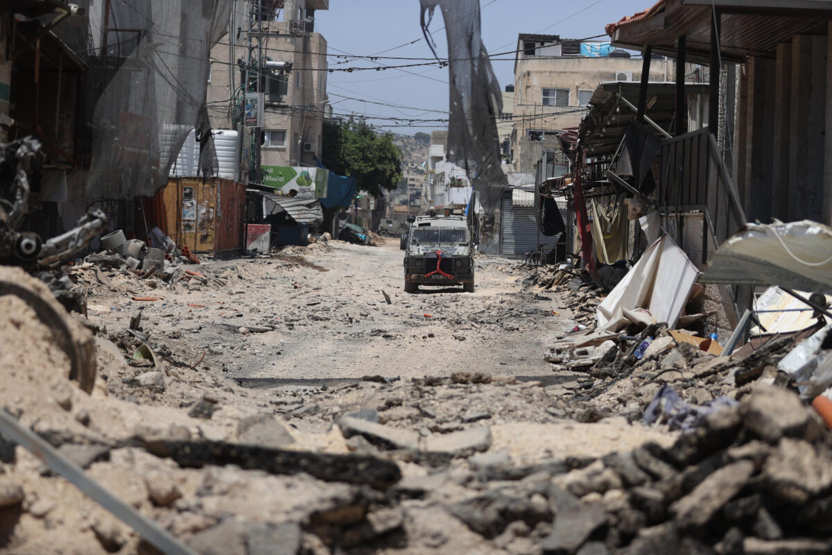 A truck seen in the Jenin refugee camp. Palestine